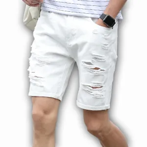 West Louis™ Designer Holes Denim Shorts