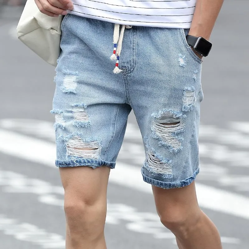West Louis™ Designer Holes Denim Shorts