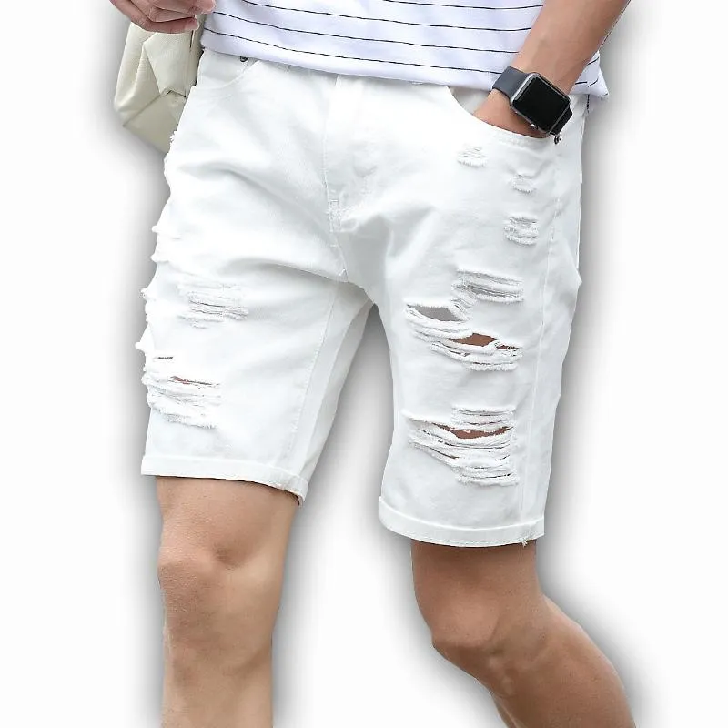 West Louis™ Designer Holes Denim Shorts