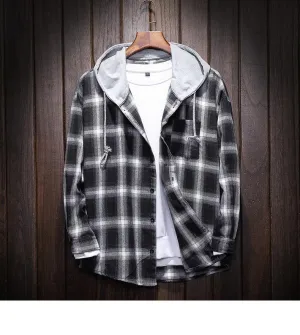 West Louis™ Plaid Casual Hooded Shirt