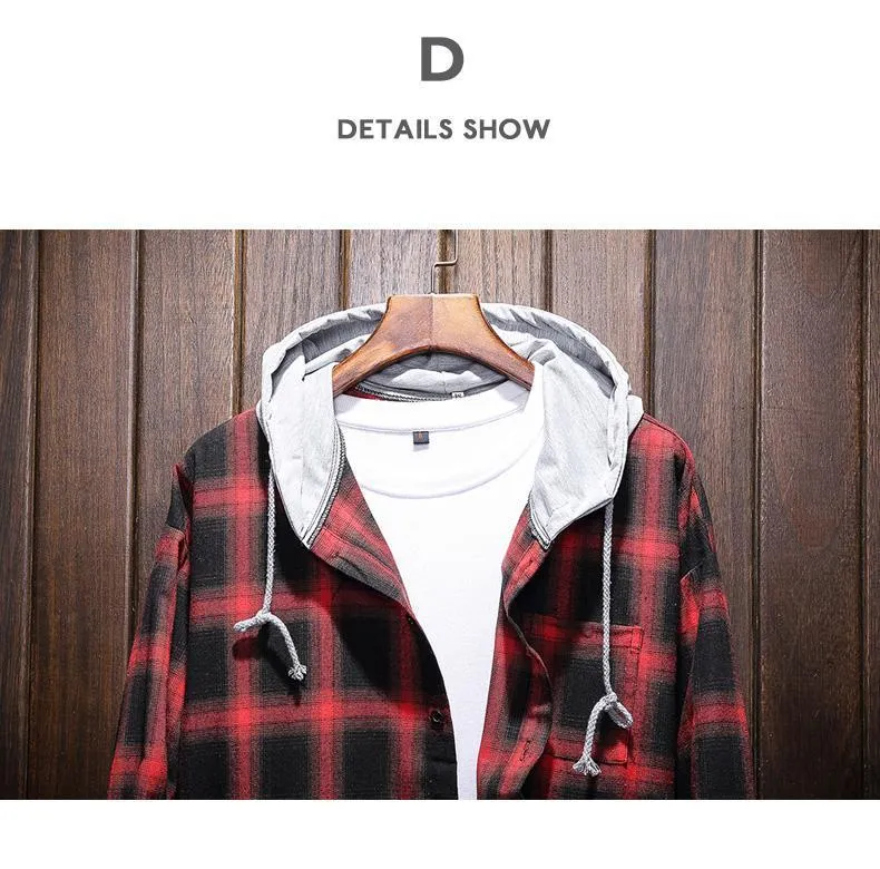 West Louis™ Plaid Casual Hooded Shirt