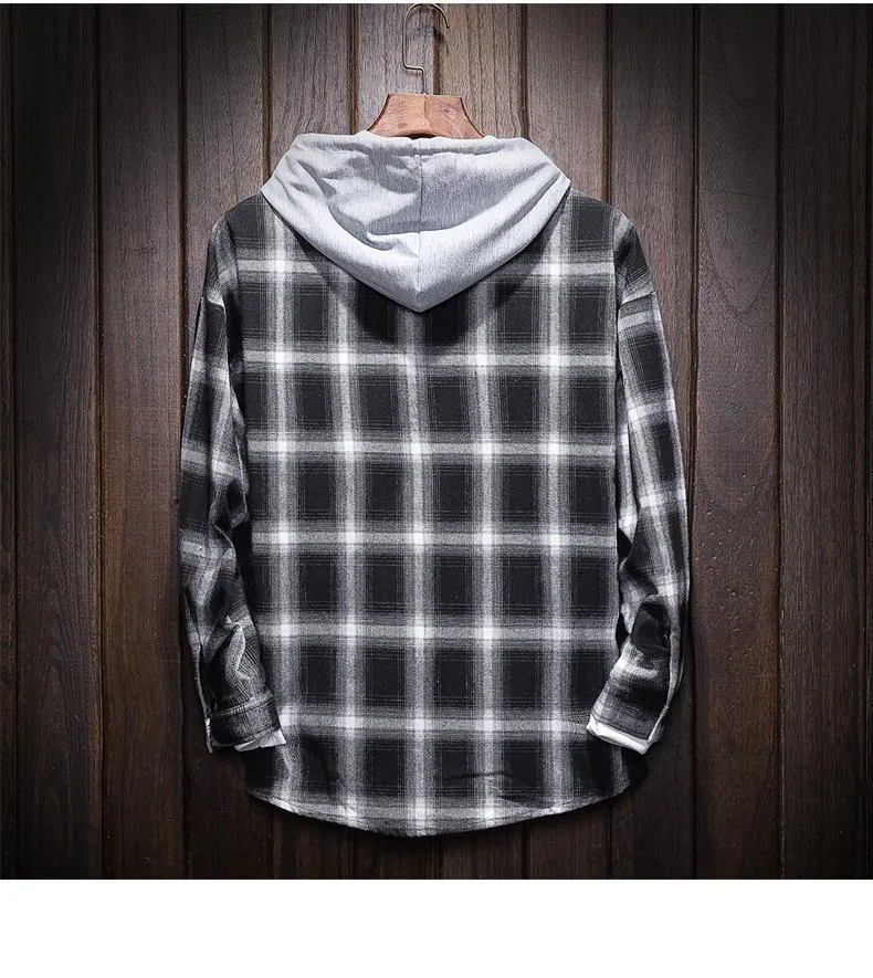 West Louis™ Plaid Casual Hooded Shirt