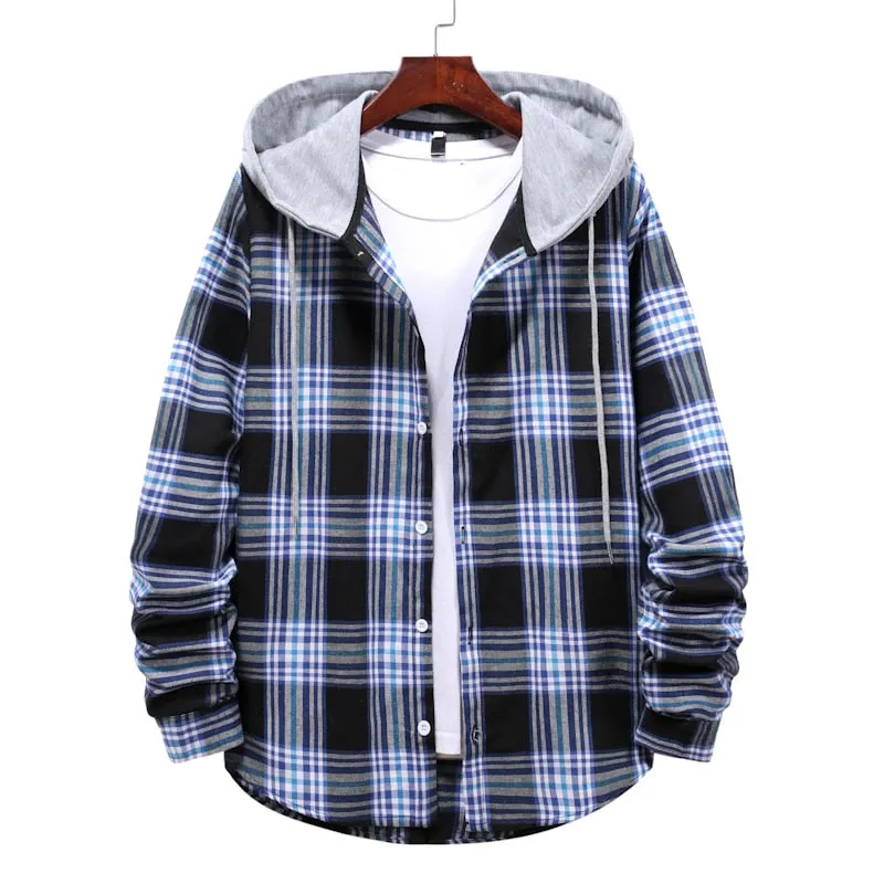 West Louis™ Street Hooded Plaid Shirt