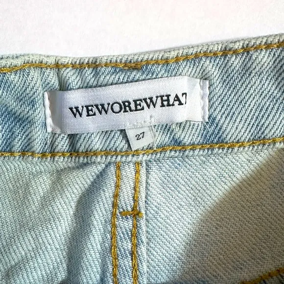 Weworewhat X REVOLVE Denim Highrise shorts super light size 27 NWT