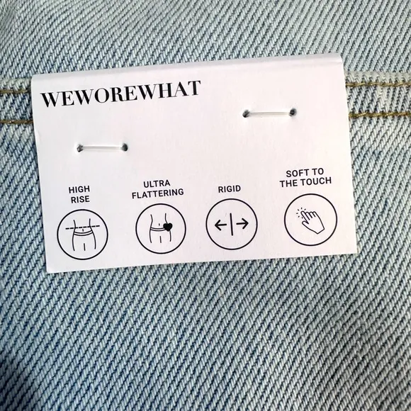 Weworewhat X REVOLVE Denim Highrise shorts super light size 27 NWT