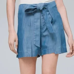 WHBM HIGH RISE SOFT DENIM WRAP-OVER SHORTS