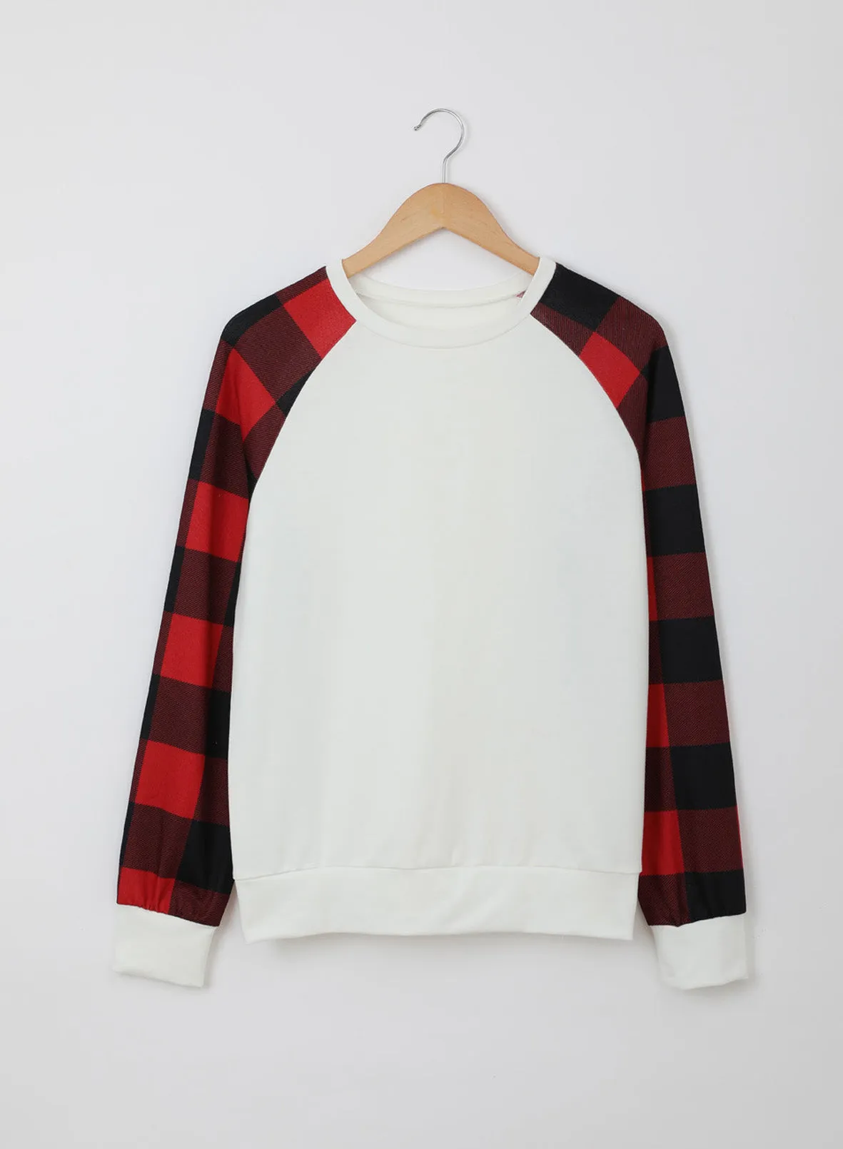 White Buffalo Plaid Long Sleeve Sweatshirt