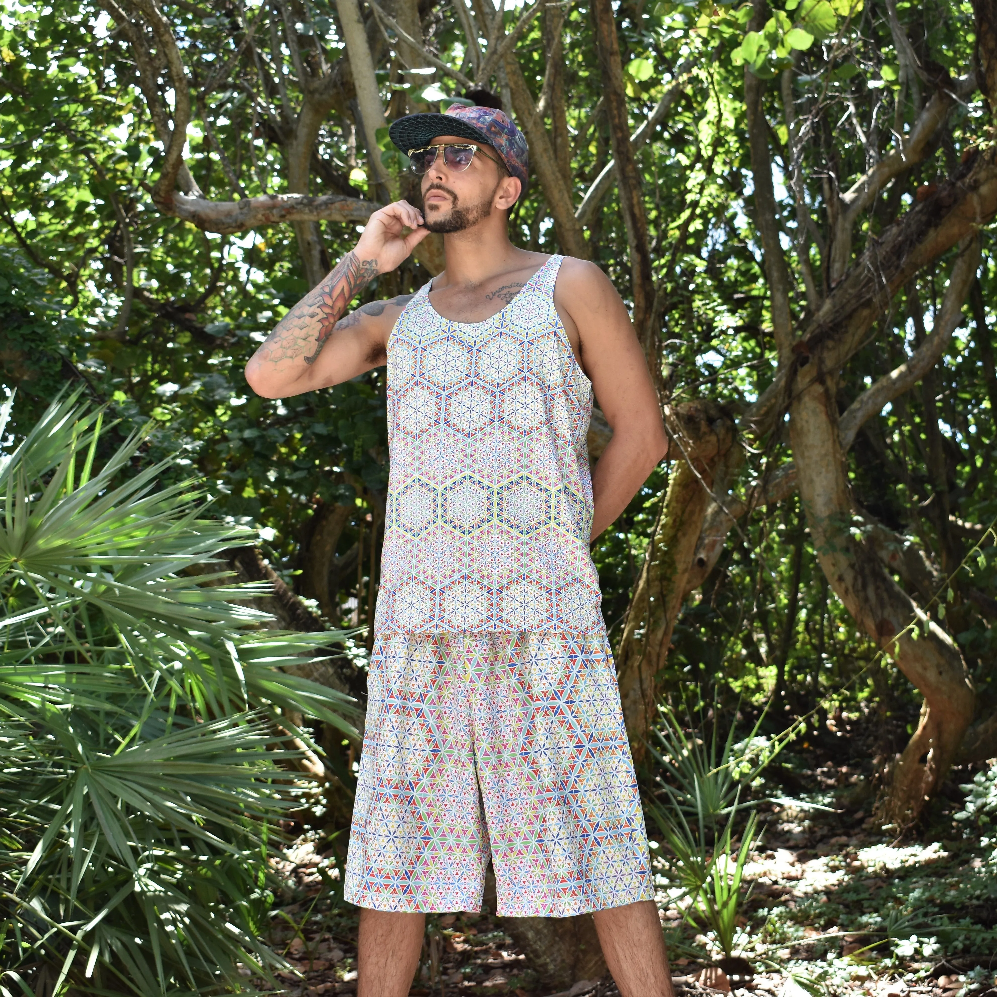 White Double Vision Gym Shorts