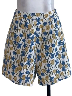 White Floral Shorts