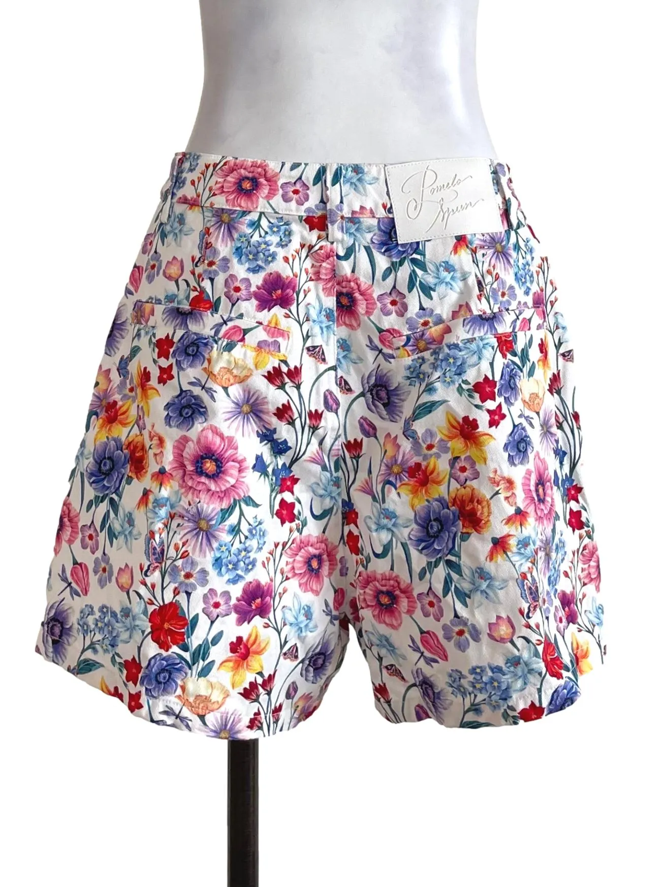 White Floral Shorts