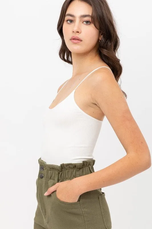White Ribbed Bodysuit