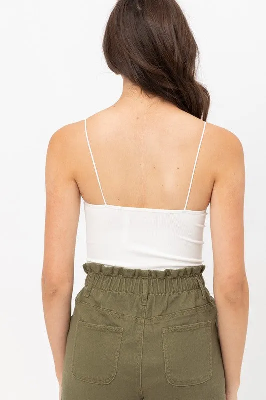 White Ribbed Bodysuit