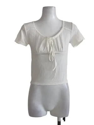 White Ribbed Knit Crop Top