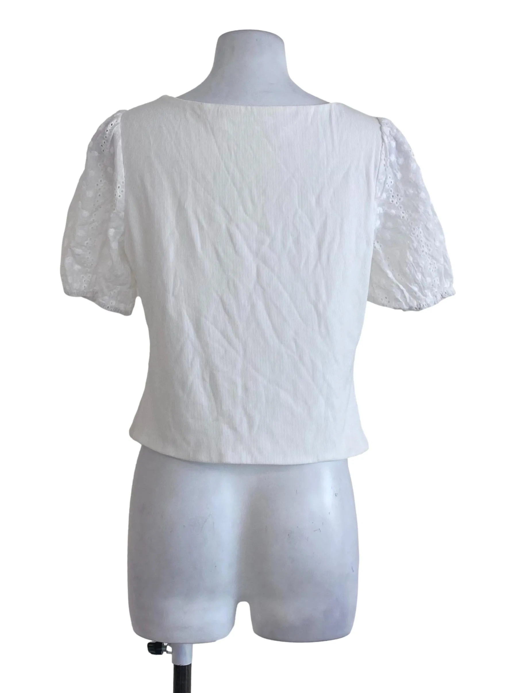 White Ribbed Knit Crop Top