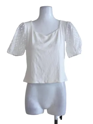White Ribbed Knit Crop Top