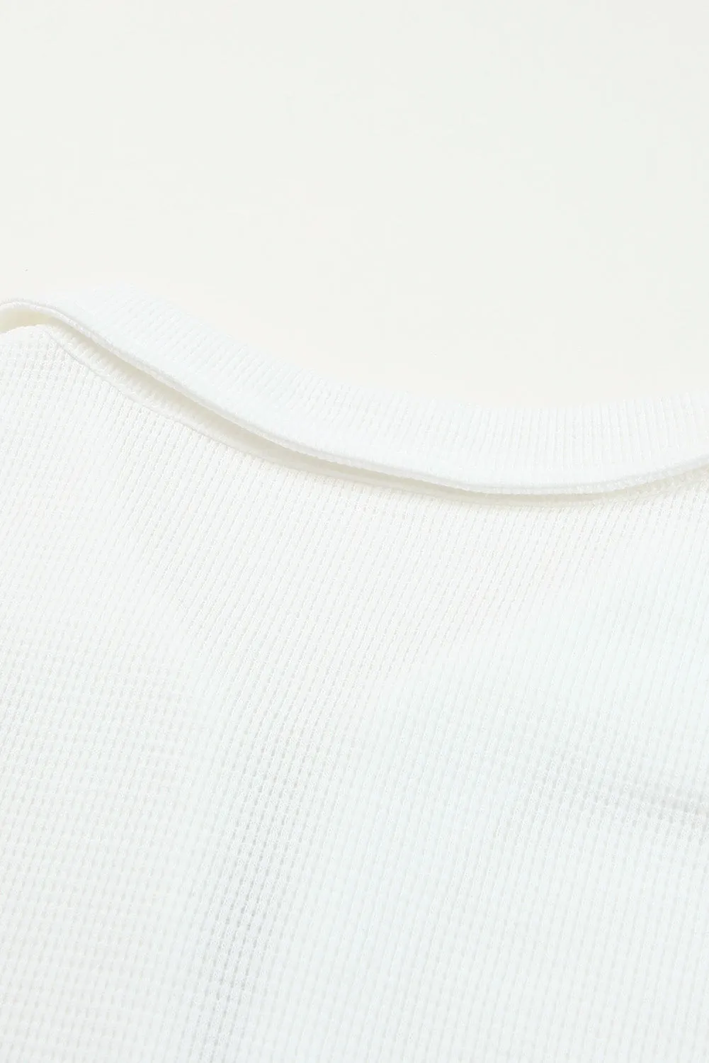 White Ribbed Zipper Sweatshirt and High Waist Shorts Set