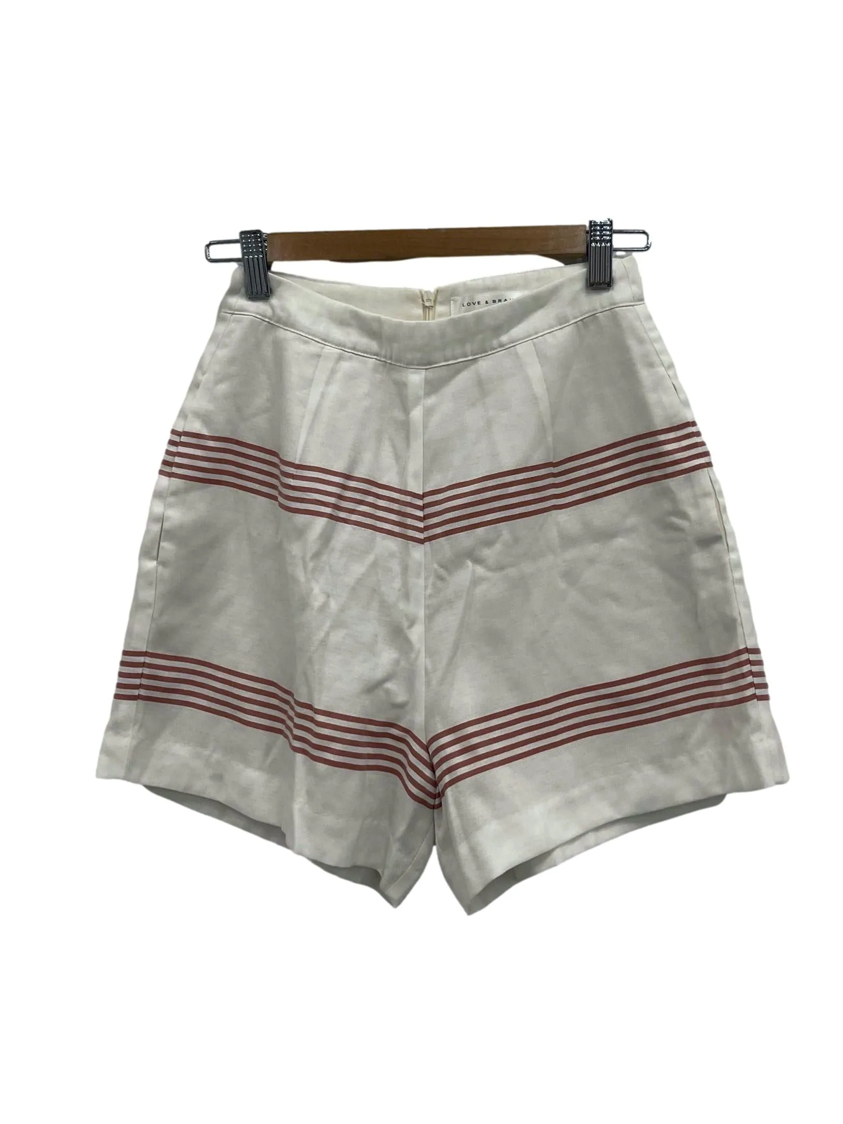 White Shorts With Pink Stripes