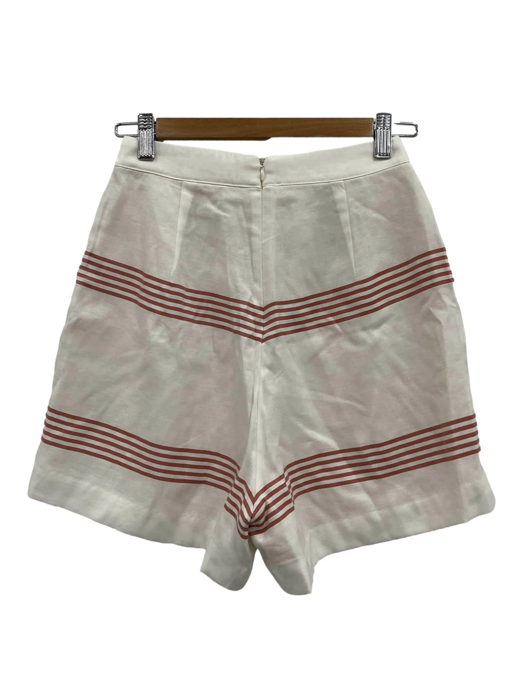 White Shorts With Pink Stripes