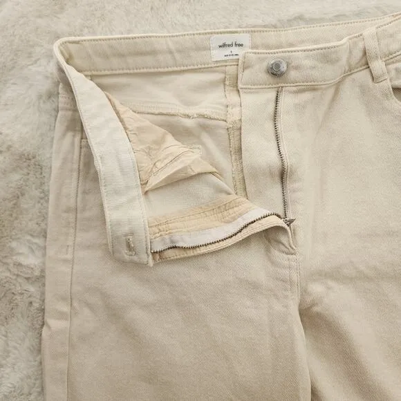 Wilfred Free by Aritzia The Melina Cream High Waisted Straight Leg Pant Jean