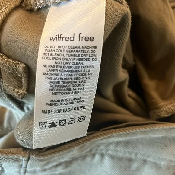 Wilfred Free Olive Green Modern High Rise Cargo Pants, size 8