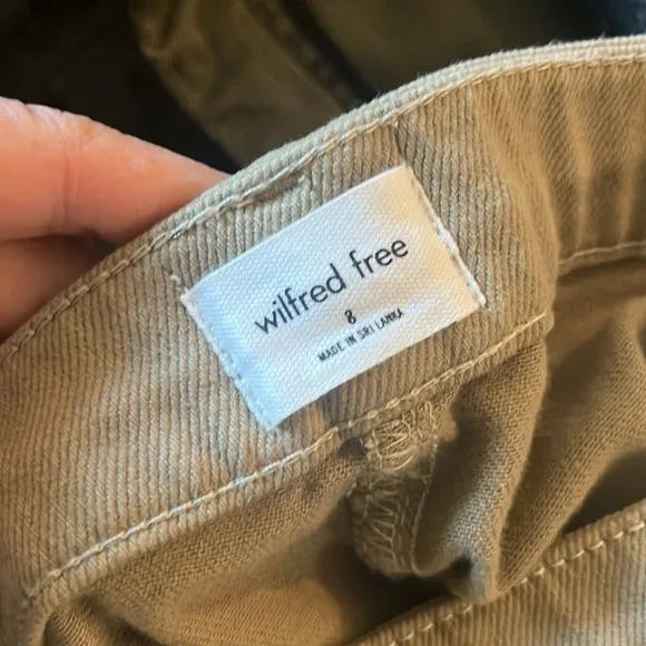 Wilfred Free Olive Green Modern High Rise Cargo Pants, size 8