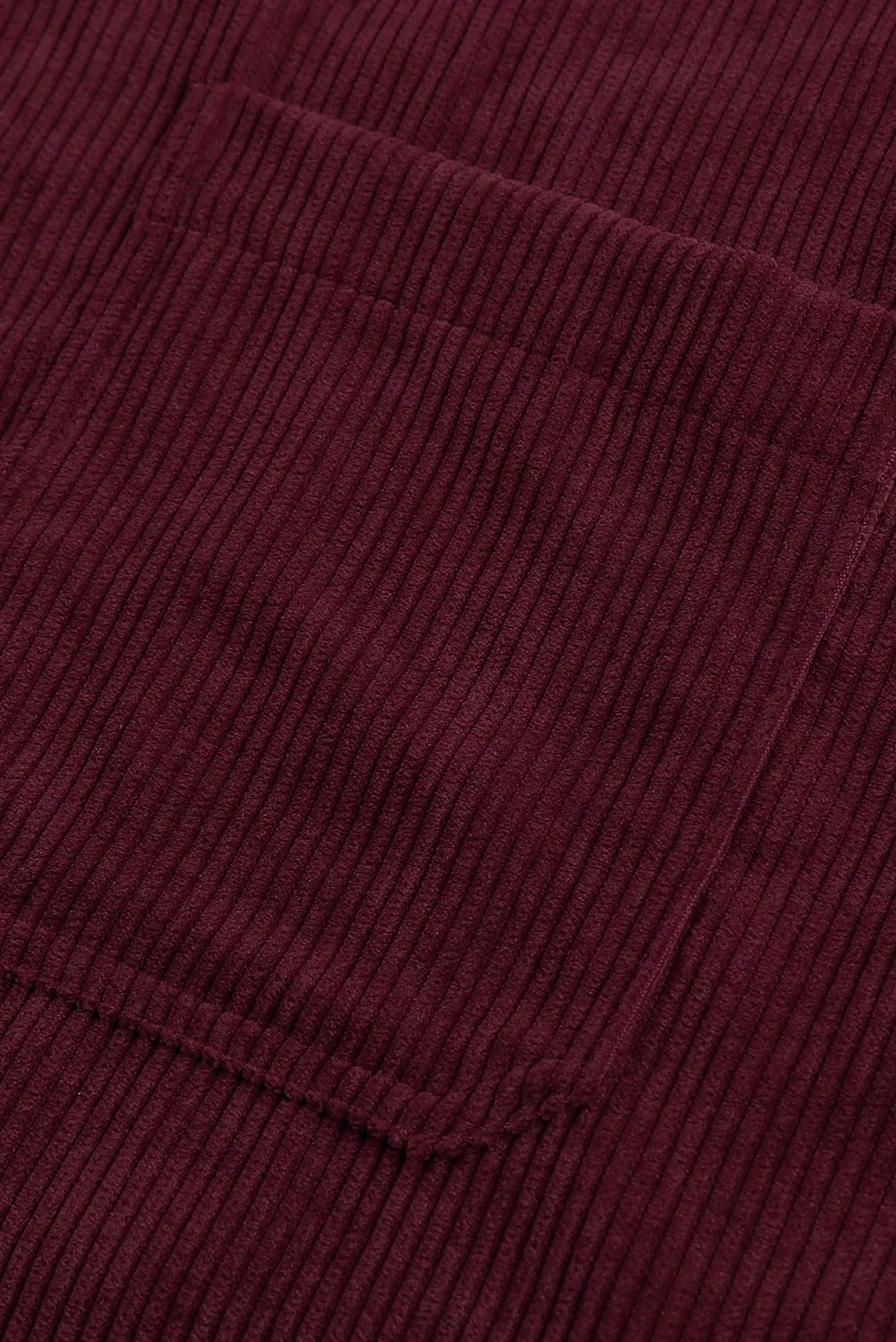 Wine Fiery Red Corduroy Button Pocket Shirt