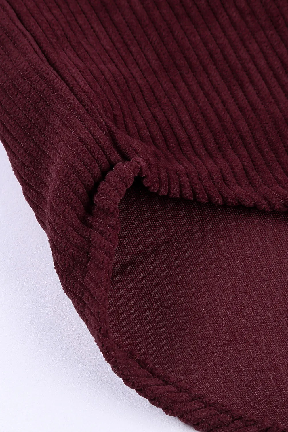 Wine Fiery Red Corduroy Button Pocket Shirt