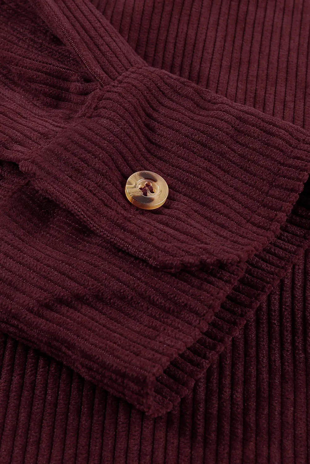Wine Fiery Red Corduroy Button Pocket Shirt