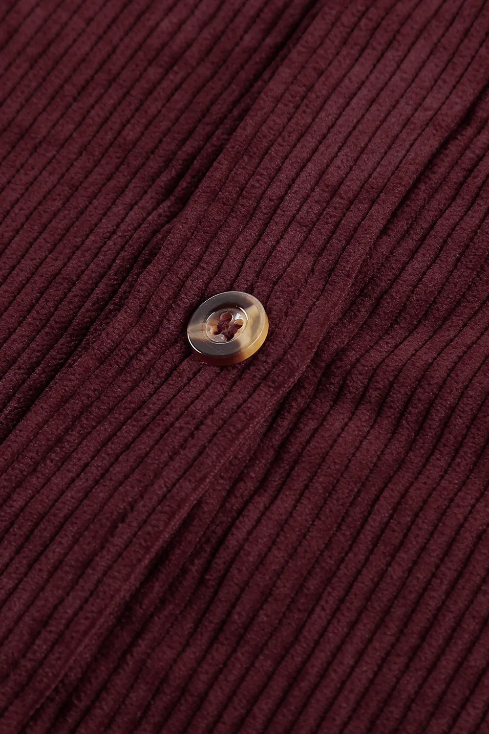 Wine Fiery Red Corduroy Button Pocket Shirt