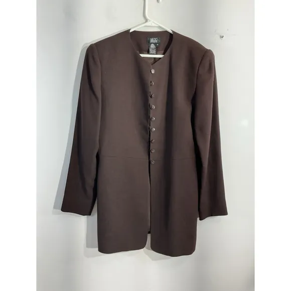 Womans Morgan Taylor Studio 10 Brown Long Sleeve Button Down Lined Dress Jacket
