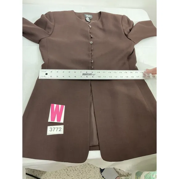 Womans Morgan Taylor Studio 10 Brown Long Sleeve Button Down Lined Dress Jacket