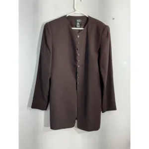 Womans Morgan Taylor Studio 10 Brown Long Sleeve Button Down Lined Dress Jacket