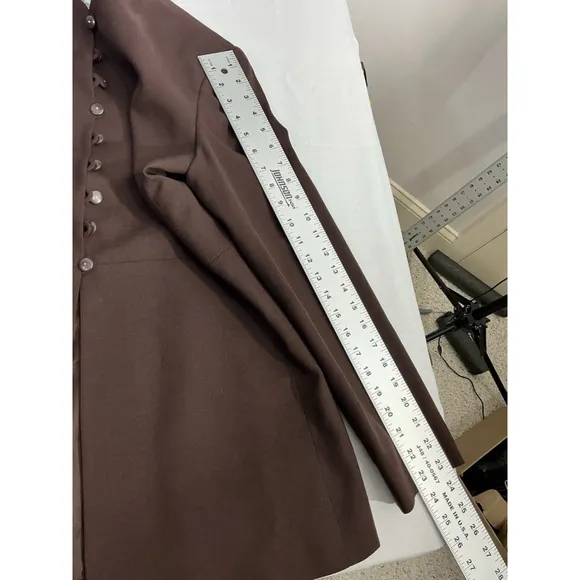 Womans Morgan Taylor Studio 10 Brown Long Sleeve Button Down Lined Dress Jacket