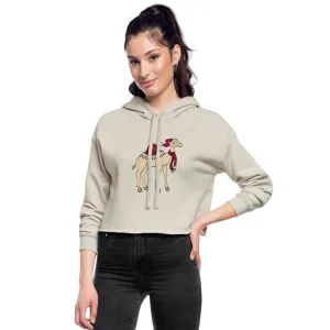 Women's Cropped Hoodie, Christmas Camel