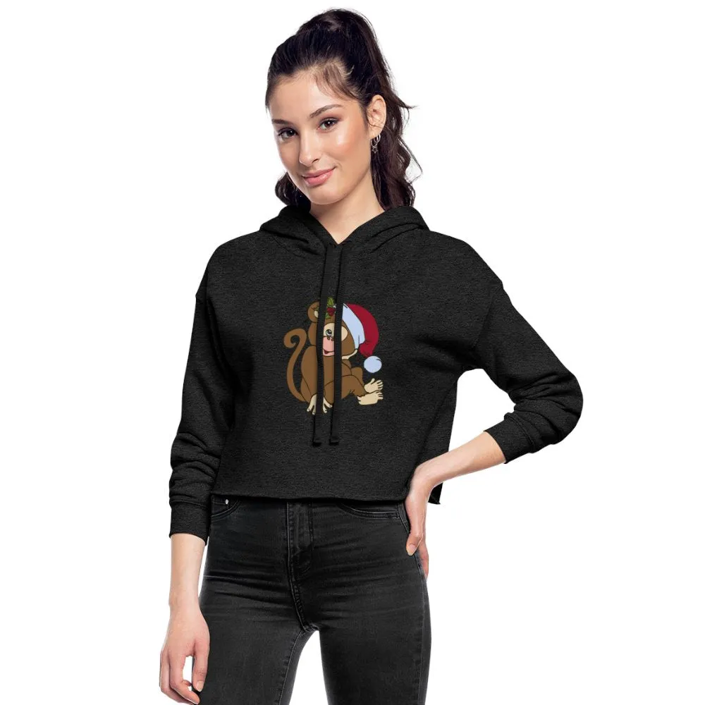 Women's Cropped Hoodie, Christmas Monkey