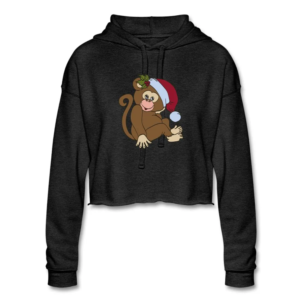 Women's Cropped Hoodie, Christmas Monkey