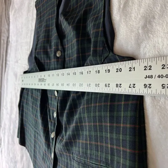 Women's Flannel Plaid Vest Blue/Green Button Up Waistcoat Sleeveless Lightweight