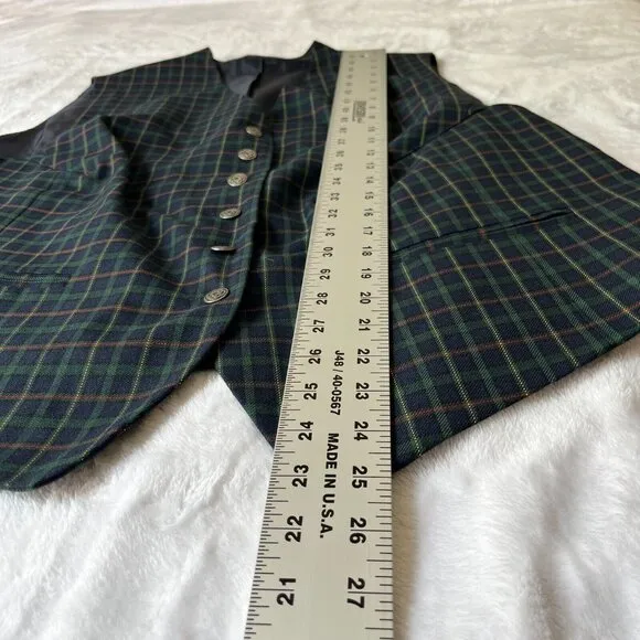 Women's Flannel Plaid Vest Blue/Green Button Up Waistcoat Sleeveless Lightweight