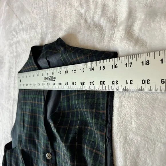 Women's Flannel Plaid Vest Blue/Green Button Up Waistcoat Sleeveless Lightweight