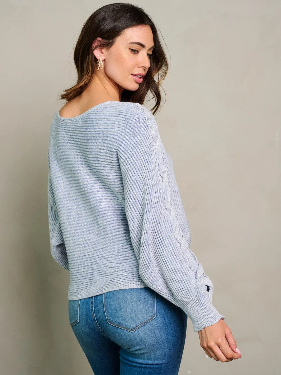 WOMEN'S LONG DETAILED SLEEVE RIBBED WASHED BLOUSE TOP