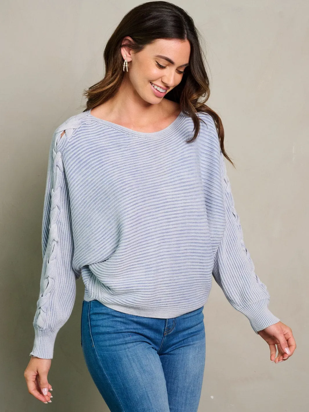 WOMEN'S LONG DETAILED SLEEVE RIBBED WASHED BLOUSE TOP