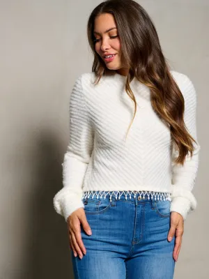 WOMEN'S LONG SLEEVE TRIM DETAILED BLOUSE TOP