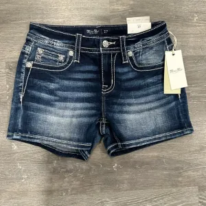 Women’s Miss Me Mid-Rise Dark Blue Denim Shorts, Size 27. NEW!
