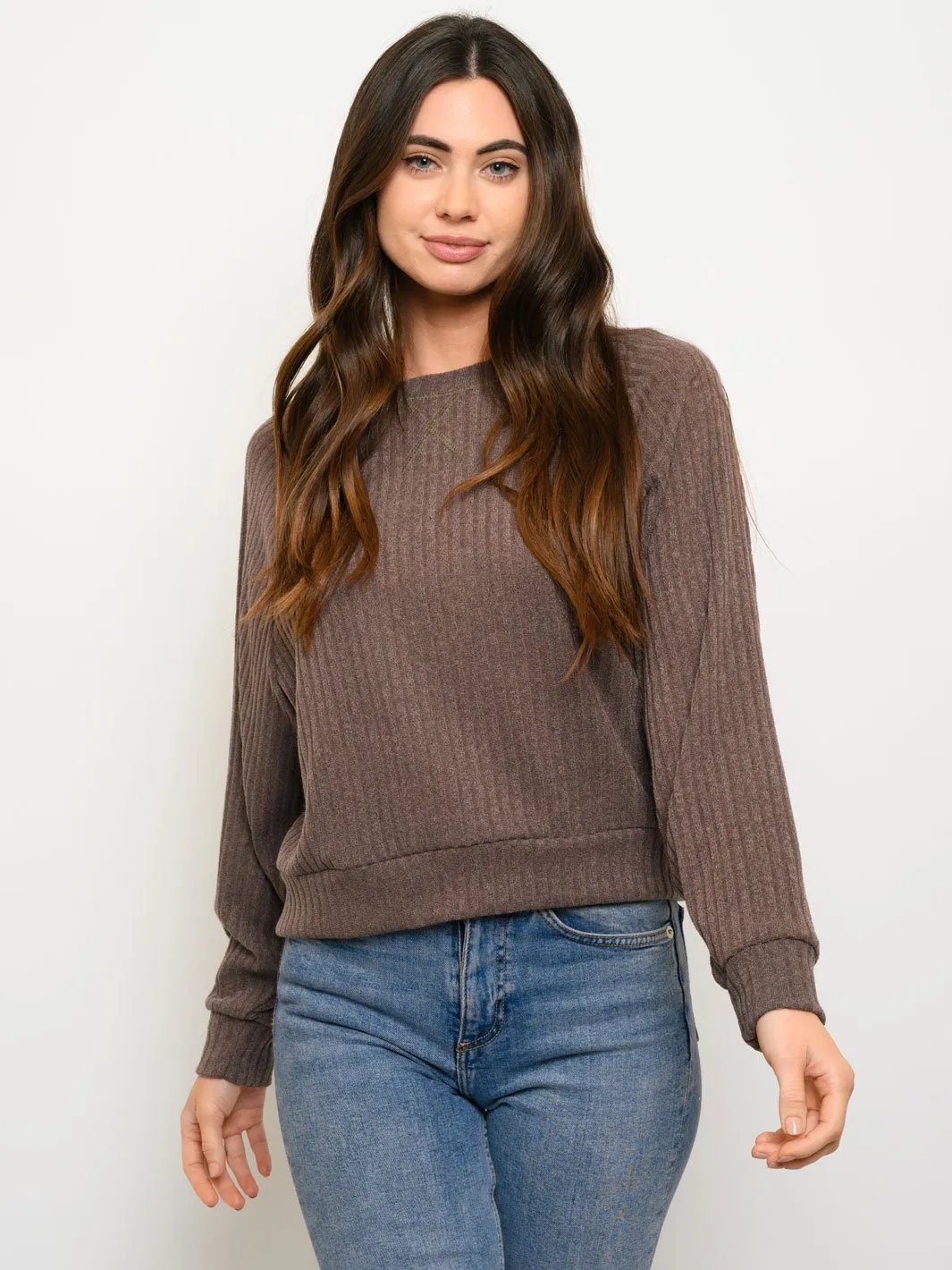 WOMEN'S RIBBED CREWNECK TOP