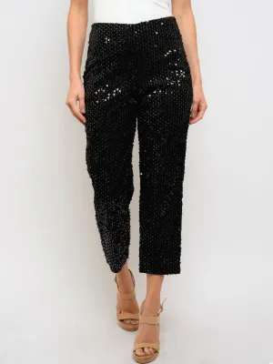 WOMEN'S SEQUINS HIGH RISE CROP PANTS