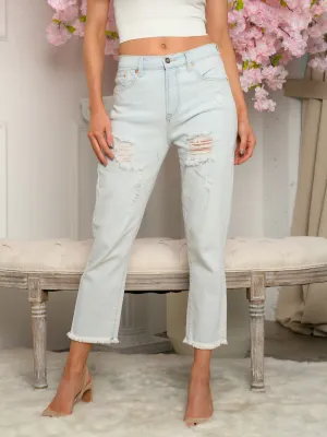 WOMEN'S STRETCH HIGH RISE WEDGIE STRAIGHT DENIM JEANS