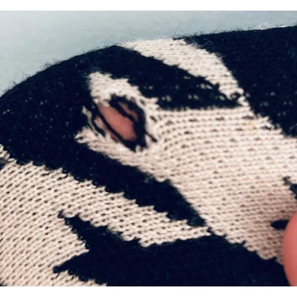Worth New York 100% Wool Sweater Small Black and White