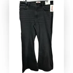 Wrangler Women's High Waisted Fierce Flare Jean Black Charcoal Gray Size 14 x 30