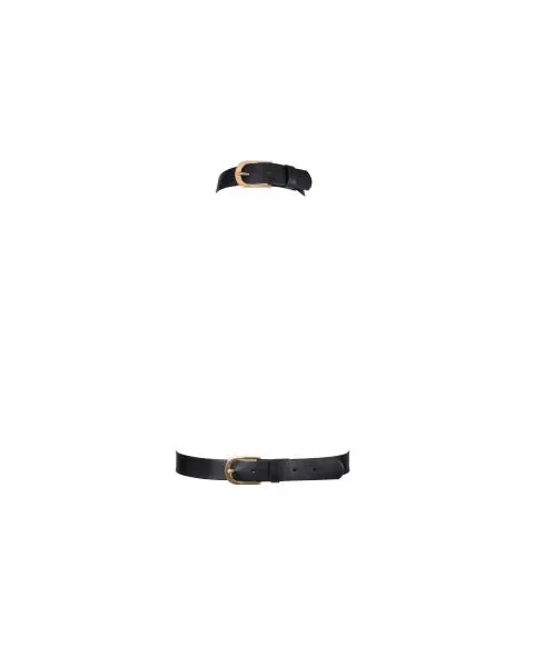 Zadie Faux Leather Harness - Black/Gold -
