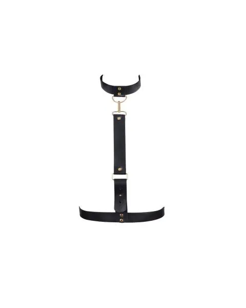 Zadie Faux Leather Harness - Black/Gold -